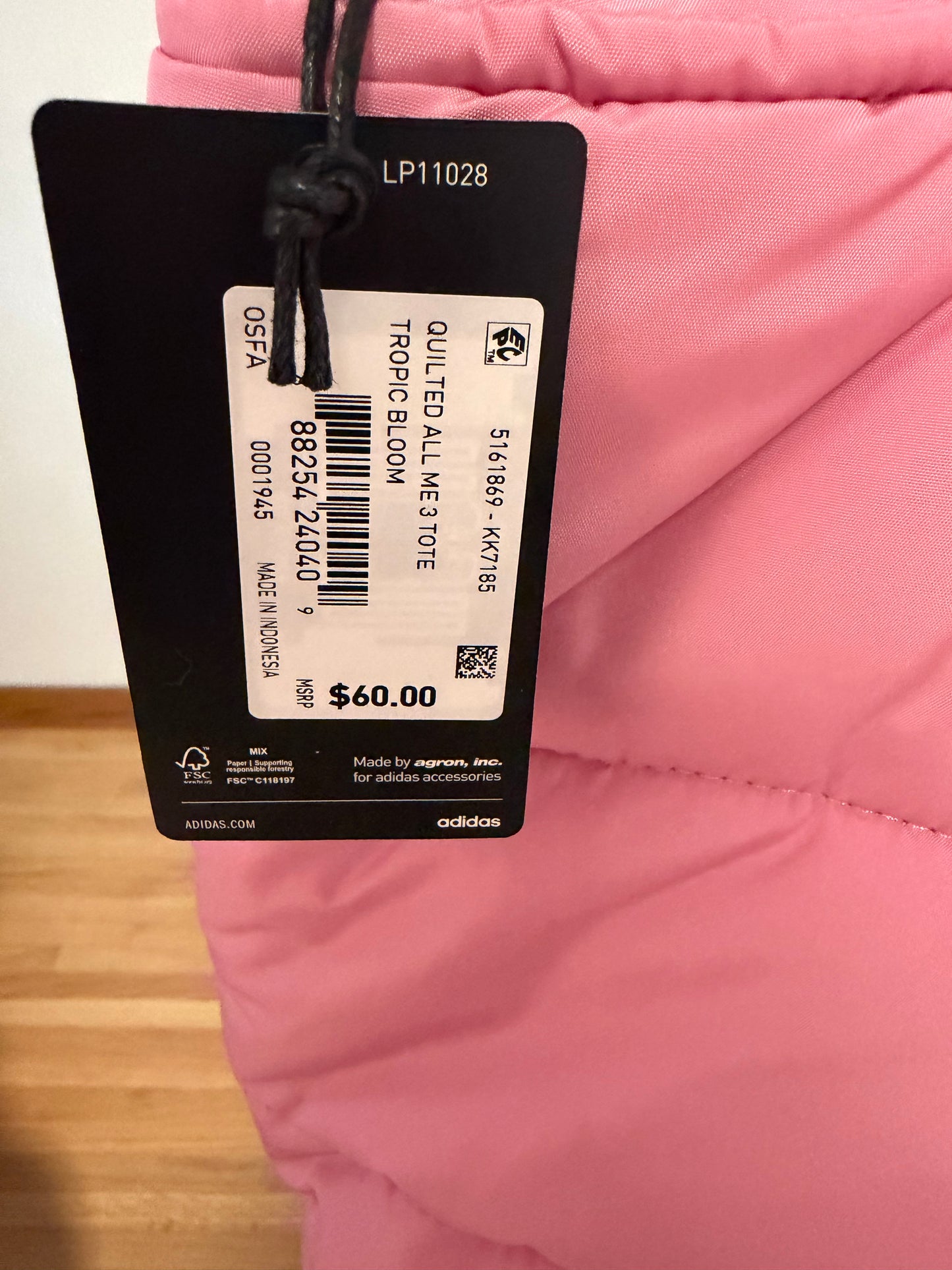 adidas Pink Quilted Tote Bag | Women's | New with Tags | (originally $60)