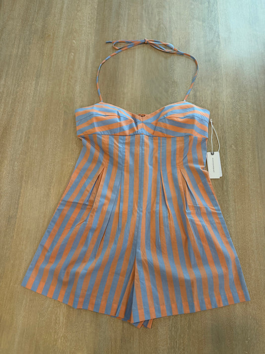 Saylor Arella Halter Romper | Blue Peach Stripe | Medium | New with Tags