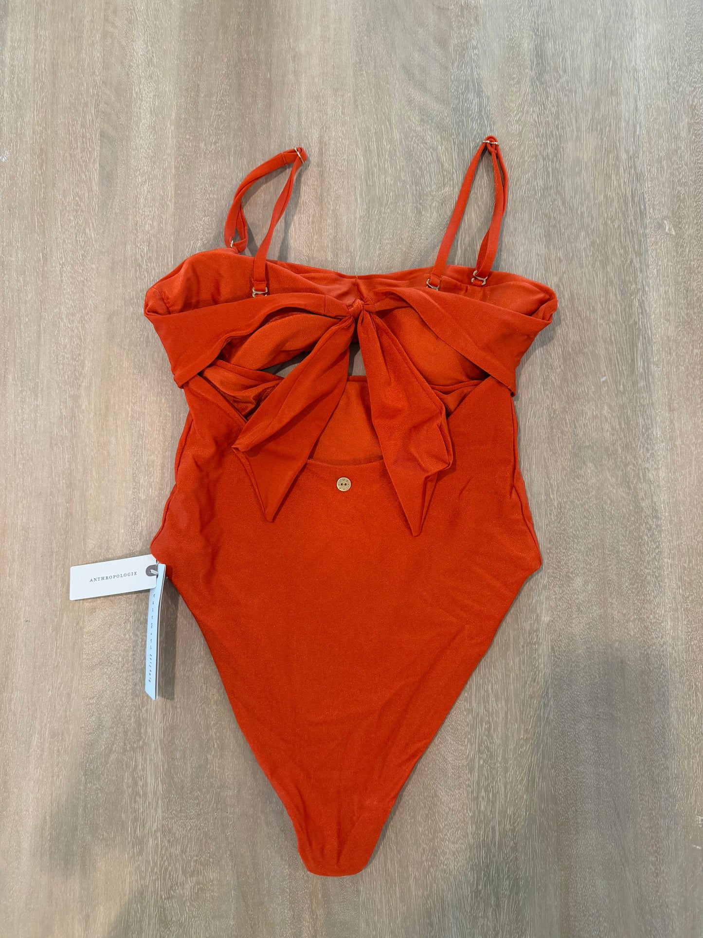 Anthropologie Burnt Orange Ring Detail One-Piece Swimsuit Size M New with Tags