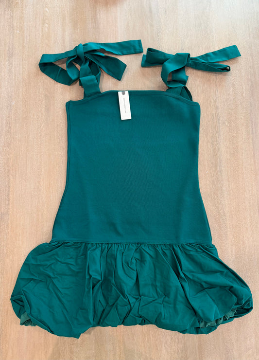 Anthropologie Emerald Green Bubble Hem Mini Dress | Size Medium | New with Tags