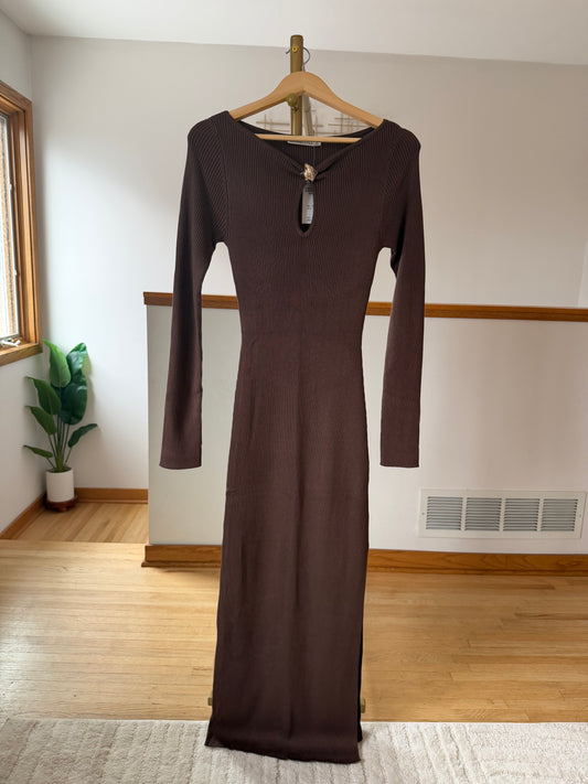 Abercrombie & Fitch Ribbed Knit Maxi Dress | Chocolate Brown | Size Medium | New with Tags (Originally $120)
