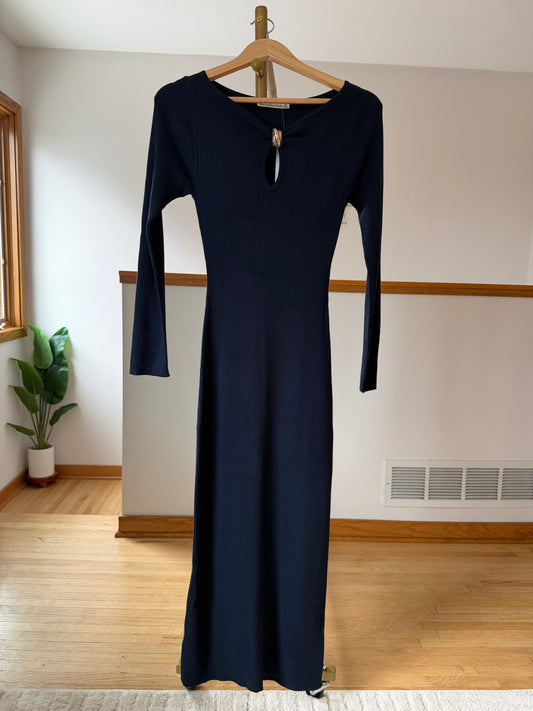 Abercrombie & Fitch Ribbed Knit Maxi Dress | Navy | Size Medium | New with Tags (Originally $120)