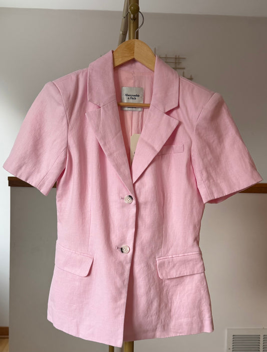 Abercrombie & Fitch 100% Linen Pink Short Sleeve Blazer Size S (originally $120)