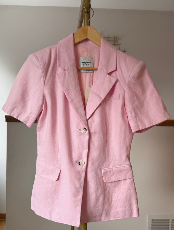 Abercrombie & Fitch 100% Linen Pink Short Sleeve Blazer Size S (originally $120)