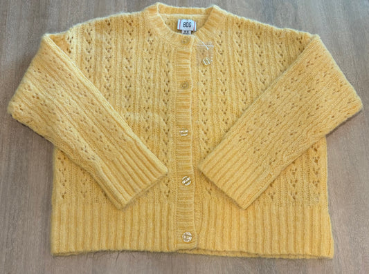 BDG Urban Outfitters Becca Brushed Pointelle Knit Oversized Cardigan | Light Yellow | Size Medium | New with Tags (originally $69)