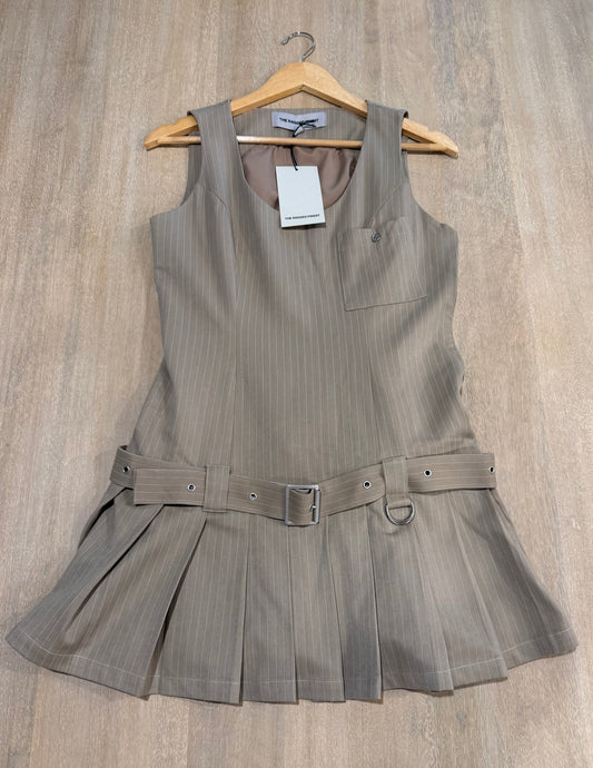 The Ragged Priest Draper Pleated Mini Dress | Tan | Size US 6 | New with Tags (originally $105)