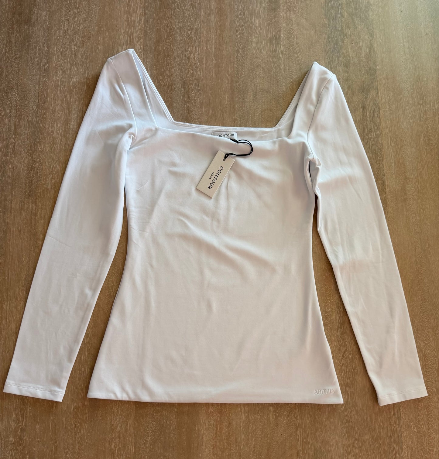 Aritzia Contour Squareneck Long Sleeve Top | Bright White | Size Medium | New with Tags (originally $58)