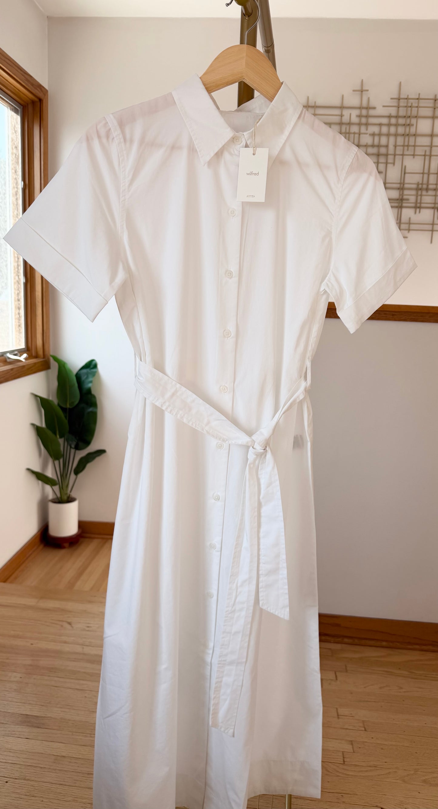 Wilfred by Aritzia Eleta Shirt Dress | Bright White | Size Small | New with Tags (originally $168)