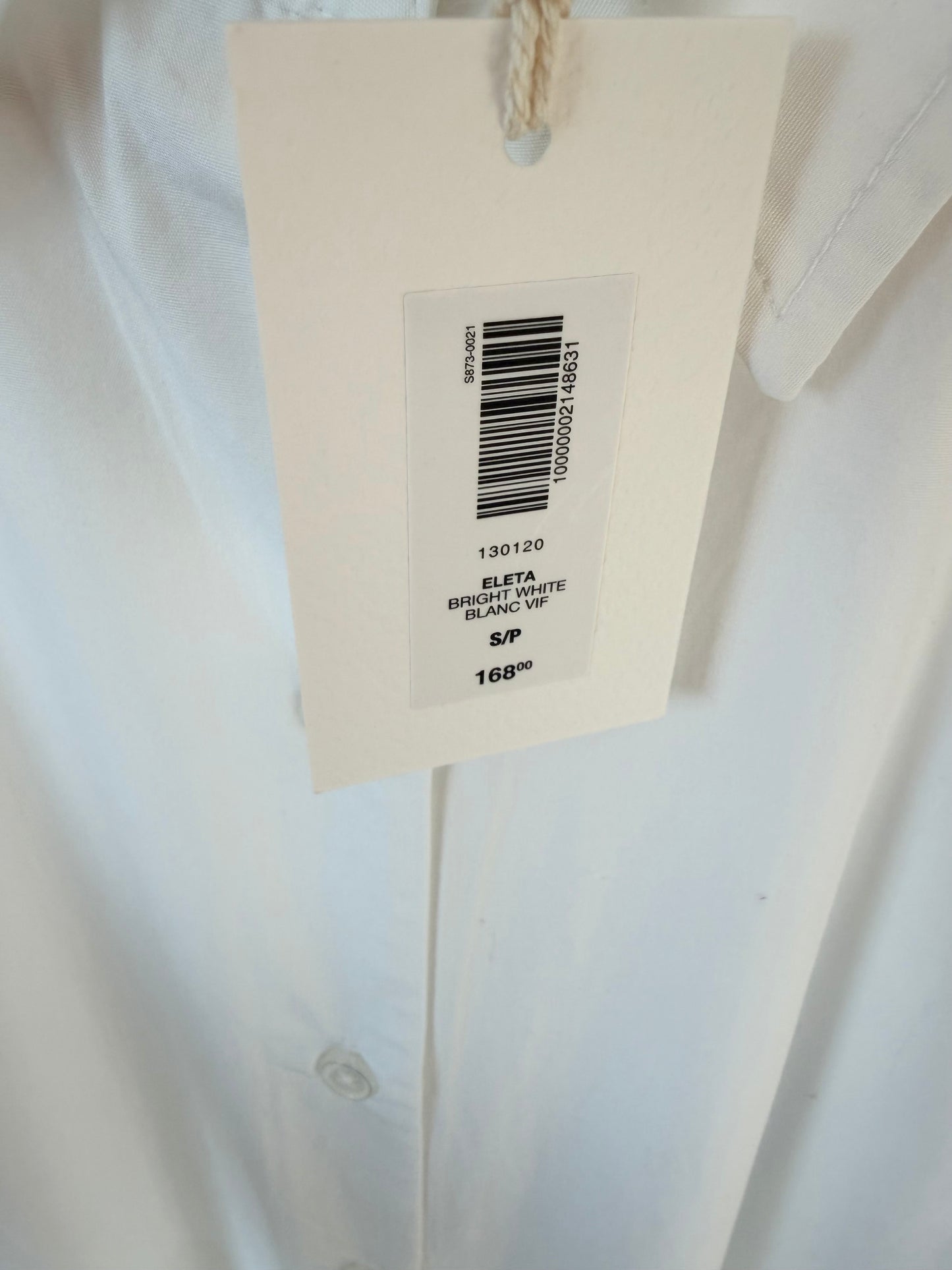 Wilfred by Aritzia Eleta Shirt Dress | Bright White | Size Small | New with Tags (originally $168)
