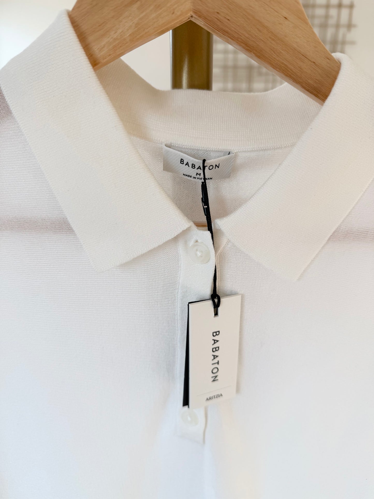 Babaton by Aritzia Steno Polo Knit Top | Clouded White | Size Medium | New with Tags (originally $98)