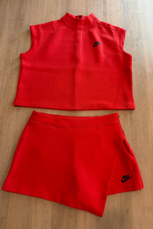 Nike Sportswear Mock Neck Top & Skort Set | Bright Red | Women's Medium | New with Tags (originally $200)