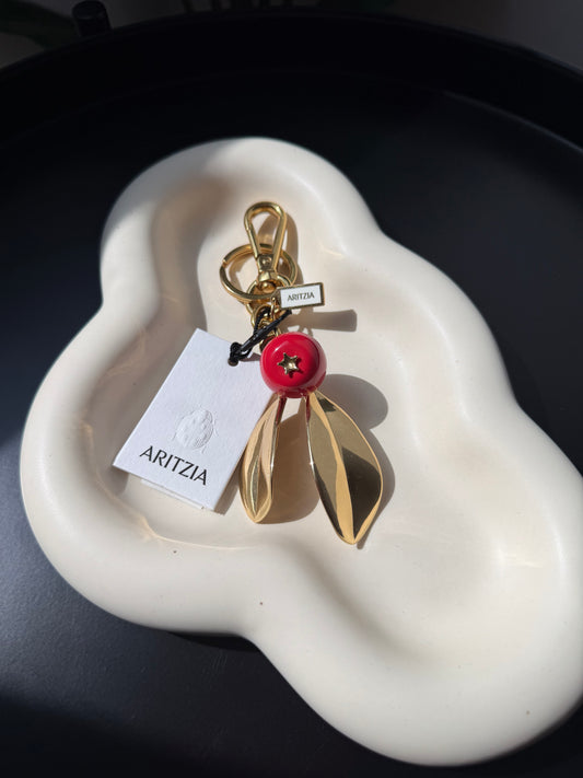 Aritzia Holly Bag Charm | Gold & Red | One Size | New with Tags (originally $68)
