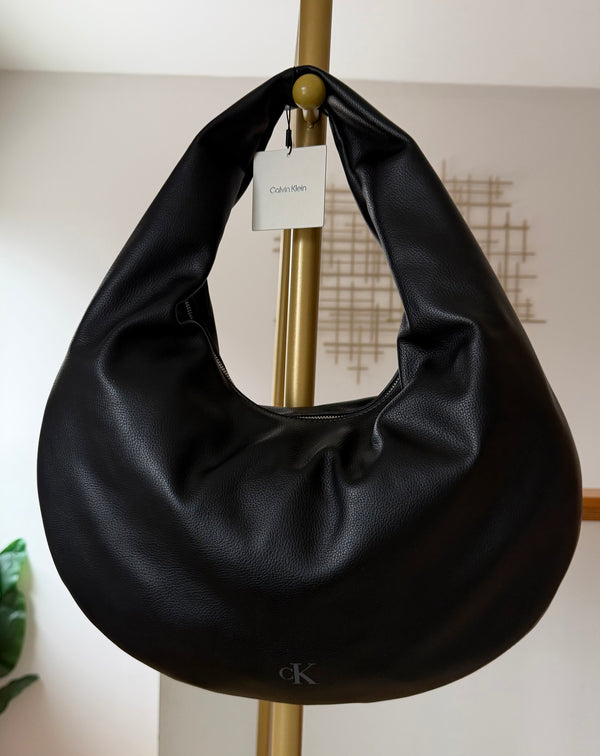 Calvin Klein Pebble Grain Crescent Shoulder Bag – Black | New with Tags | Originally $129