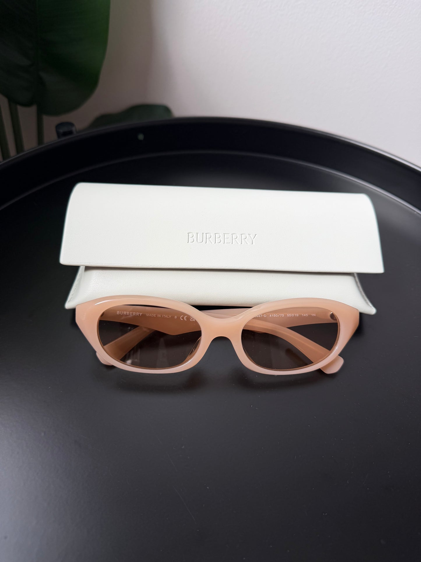 Burberry Beige Oval Cat-Eye Sunglasses with Case | New | Originally $314