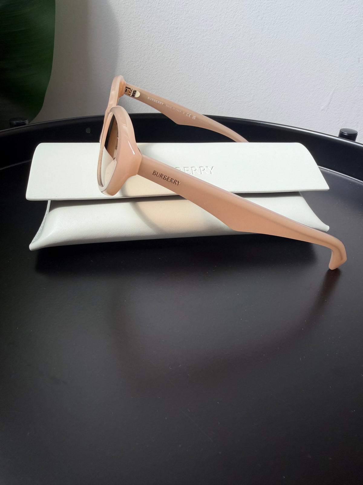Burberry Beige Oval Cat-Eye Sunglasses with Case | New | Originally $314