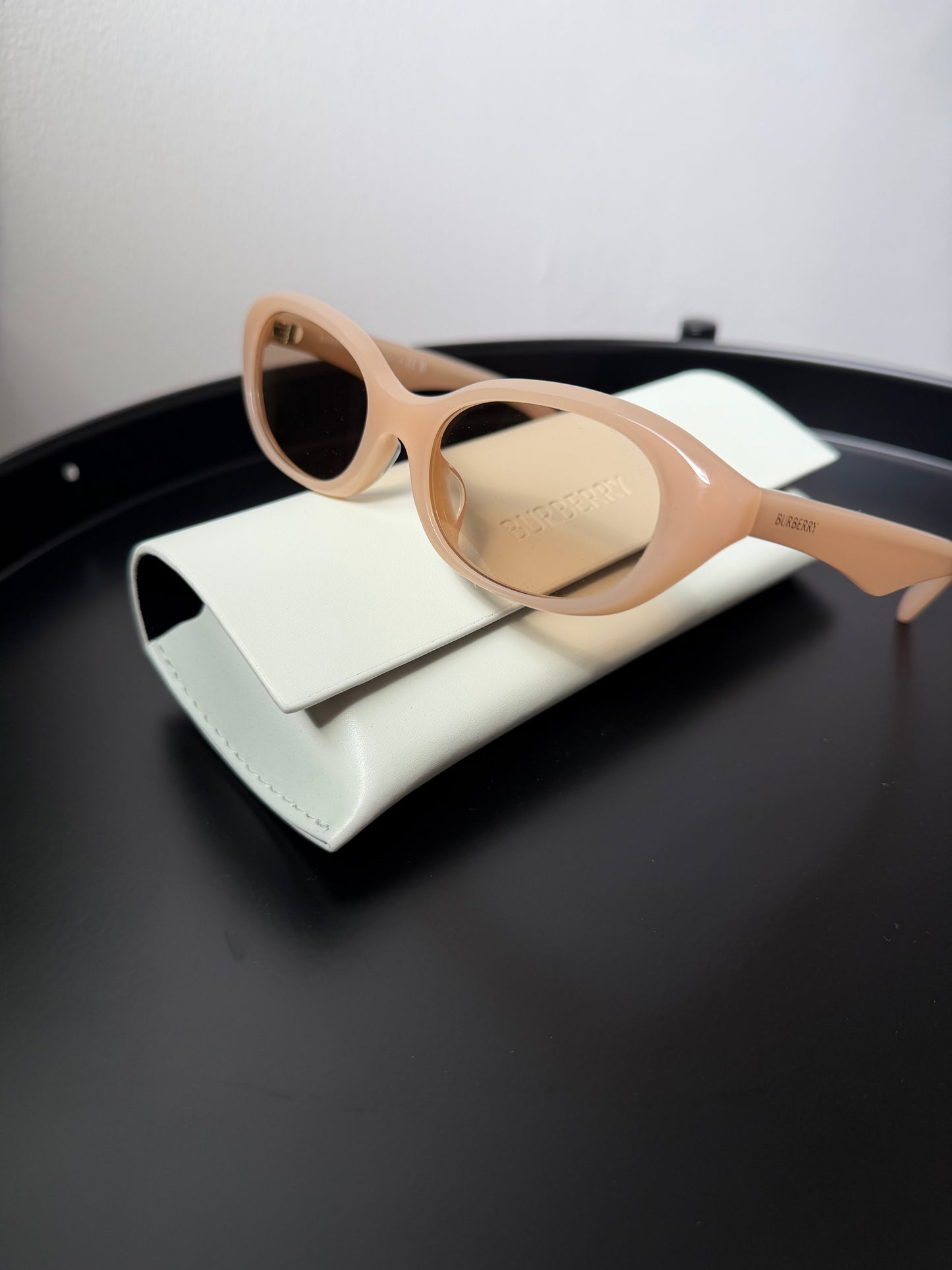 Burberry Beige Oval Cat-Eye Sunglasses with Case | New | Originally $314